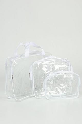 3 Pack Transluscent Pvc Travel Bag Set