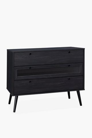 Fluted Glass 3 Drawer Unit