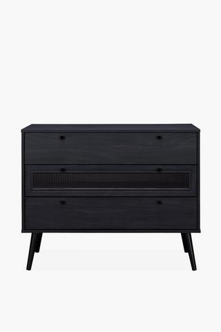 Fluted Glass 3 Drawer Unit
