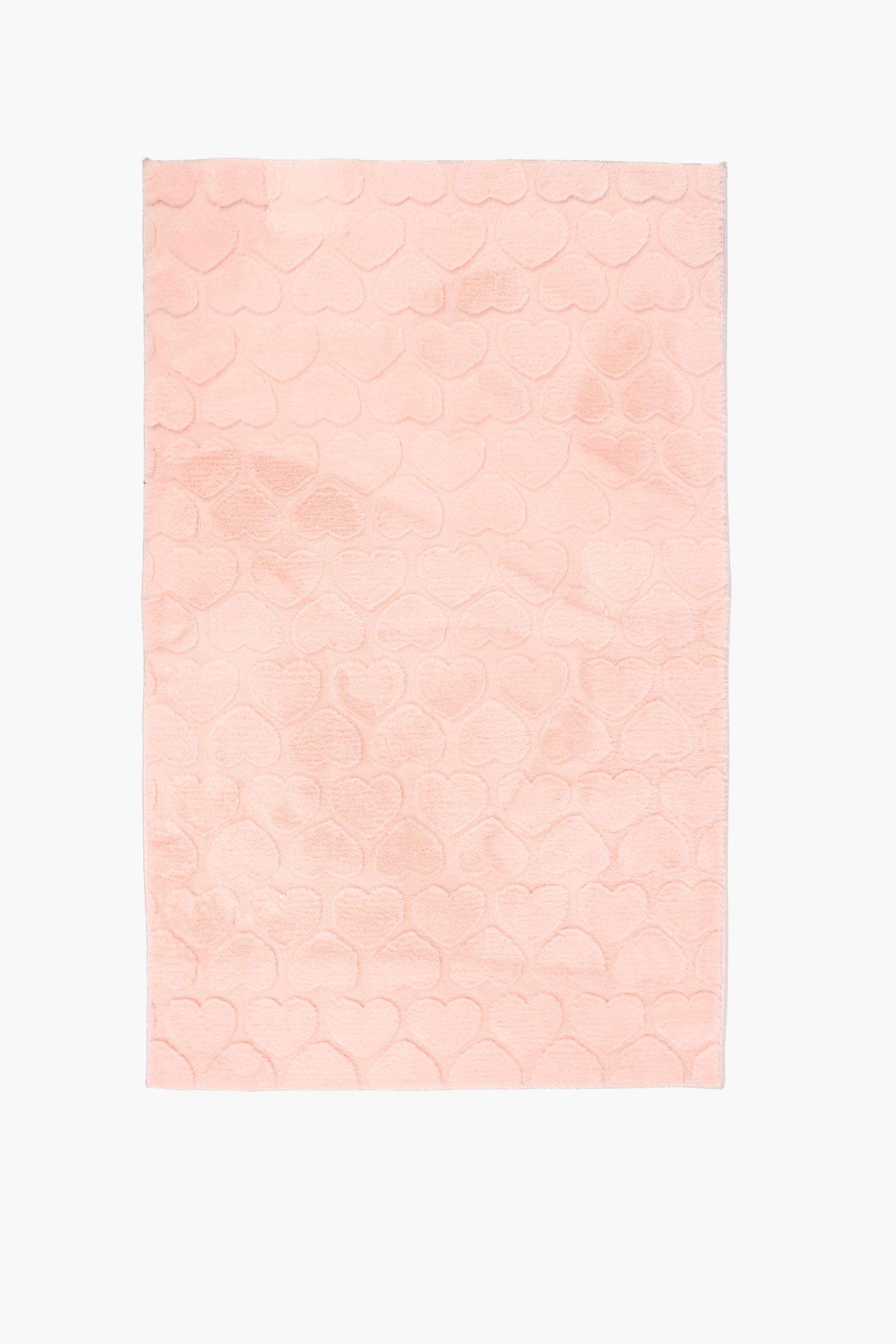 Jacquard Flannel Hearts Rug, 70x110cm