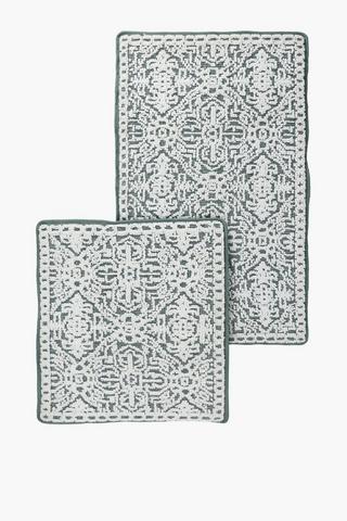 2 Piece Jacquard Memory Foam Bath Mat Set
