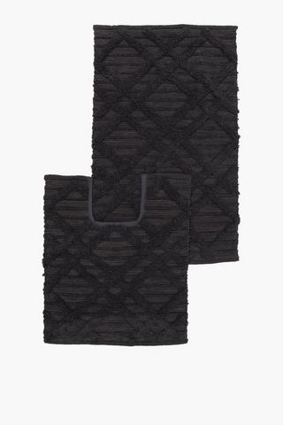2 Piece Tufted Diamond Bath Mat Set