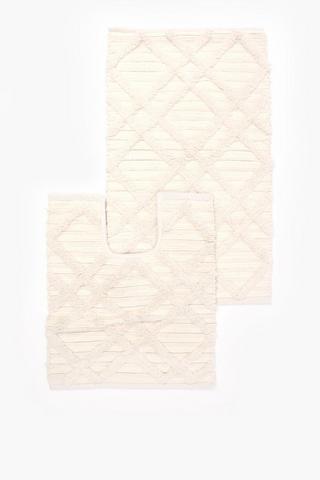 2 Piece Tufted Diamond Bath Mat Set