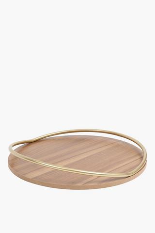 Metal And Wood Decor Tray, 40cm