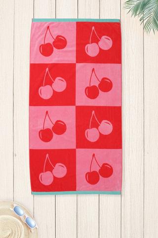 Jacquard Cherry Cotton Beach Towel, 85x160cm