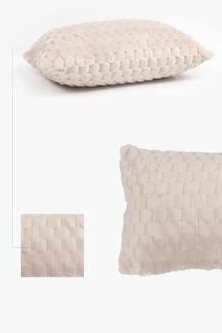 Block Coral Fleece Scatter Cushion, 30x50cm