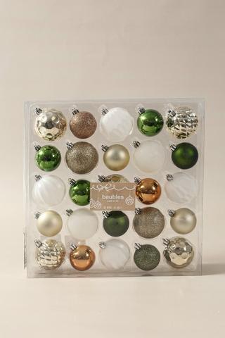 25 Pack Hanging Metallic Baubles