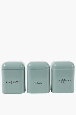 Set Of 3 Galvanised Canisters
