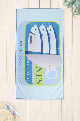 Soft Touch Printed Sardine Beach Towel, 70x130cm