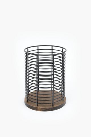 Acacia Metal Utensil Holder