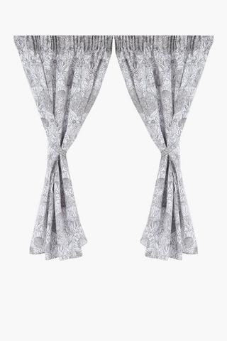 2 Pack Printed Cafe Protea Curtain, 110x120cm