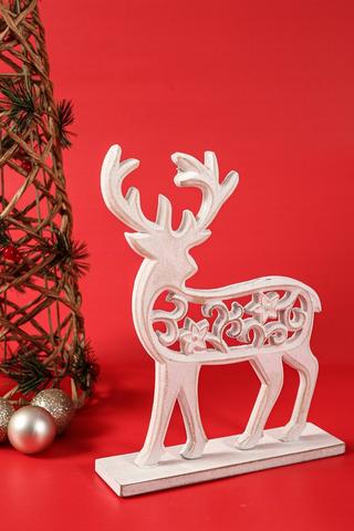 Carved Reindeer Statue, 20x24cm