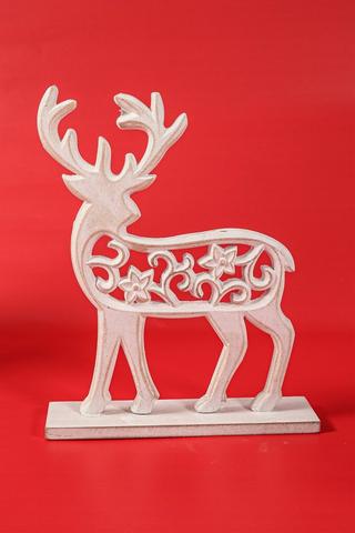 Carved Reindeer Statue, 20x24cm