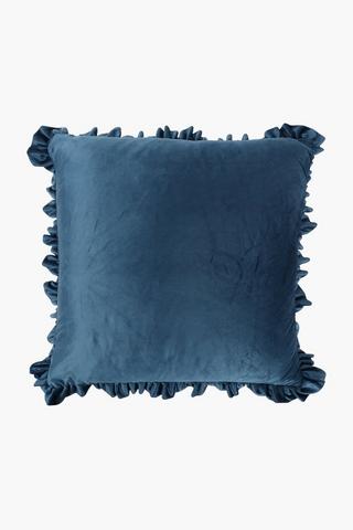 Velvet Ruffle Scatter Cushion, 60x60cm