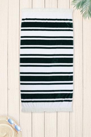 Cotton Fringe Bay Stripe Towel, 85x160cm