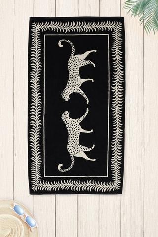 Premium Cotton Jacquard Leopard Beach Towel, 90x170cm