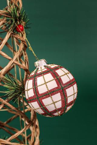Hanging Glitter Check Bauble
