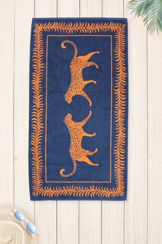 Premium Cotton Jacquard Leopard Beach Towel, 90x170cm