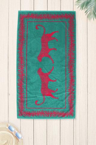 Premium Cotton Jacquard Leopard Beach Towel, 90x170cm