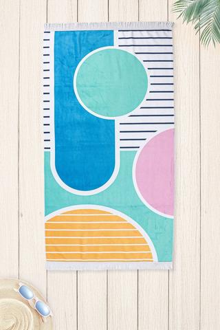 Polycotton Printed Fringe Hilton Beach Towel, 85x160cm