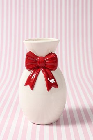 Ceramic Vase With Bow, 12x20cm