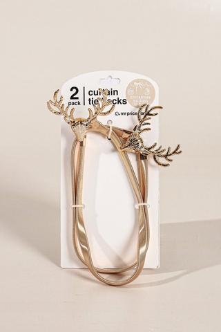 Christmas 2 Pack Reindeer Curtain Tie Back Set