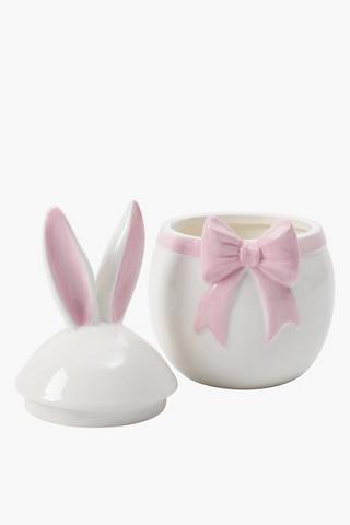 Ceramic Bunny Bow Storage Jar
