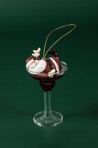 Hanging Santa Martini Glass, 11cm