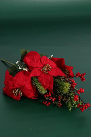 Poinsetta And Berry Bunch, 52cm
