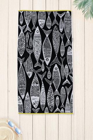 Cotton Jacquard Fish Towel, 70x140cm