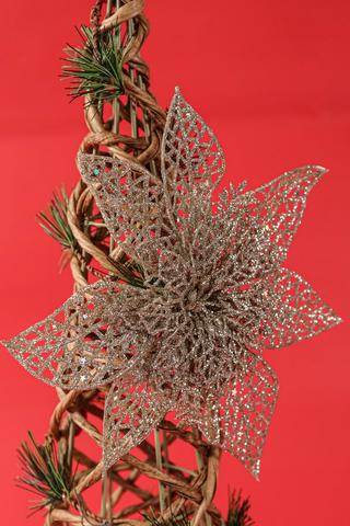 Glitter Poinsetta Clip, 21cm