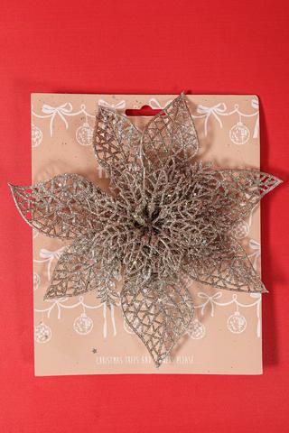 Glitter Poinsetta Clip, 21cm