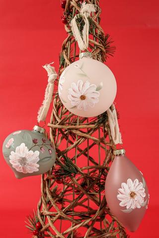 3 Pack Hanging Floral Painted Baubles