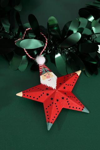 Hanging Tin Santa Star