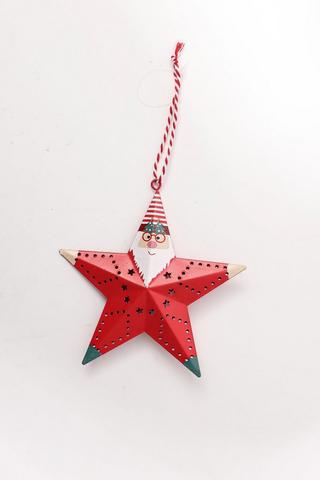 Hanging Tin Santa Star