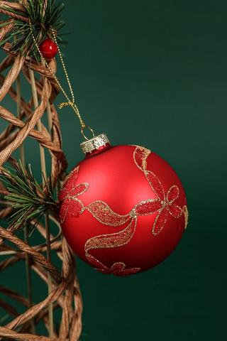 Hanging Poinsetta Bauble, 8cm