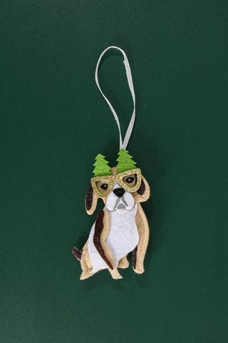 Hanging Felt Dog With Glasses
