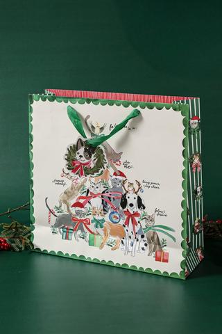 Festive Cat Tree Gift Bag Medium