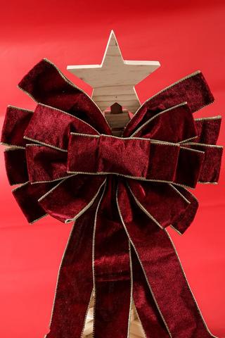 Velvet Tree Topper Bow, 140x15cm