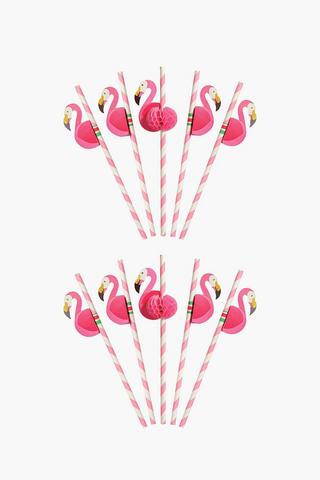 10 Pack Flamingo Straws