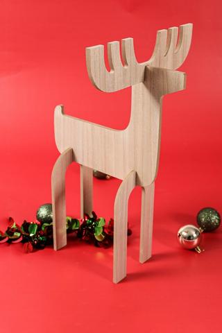 Wooden Reindeer Statue, 30x50cm