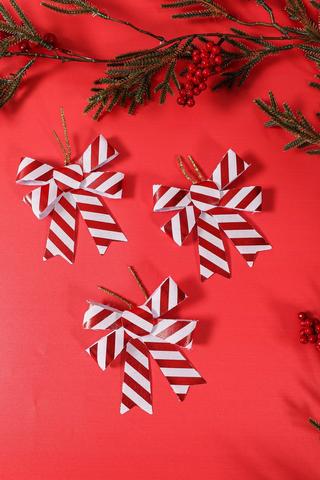 3 Pack Hanging Candy Cane Bows
