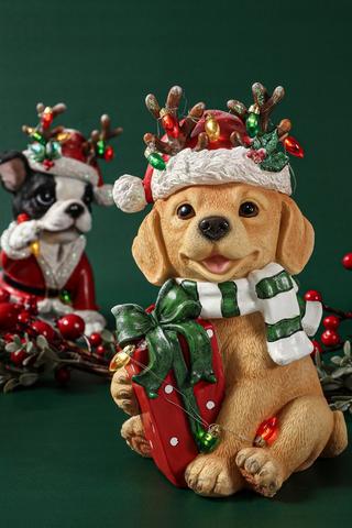 Led Lab Pup Statue, 17x27cm