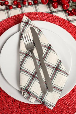 Opulent Check Festive Napkin