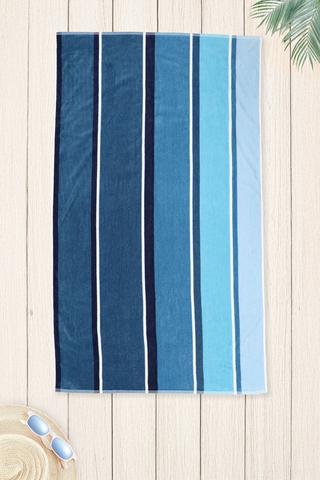 Cotton Jacquard Waterfall Stripe Beach Towel, 85x160cm