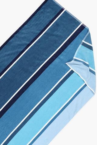 Cotton Jacquard Waterfall Stripe Beach Towel, 85x160cm