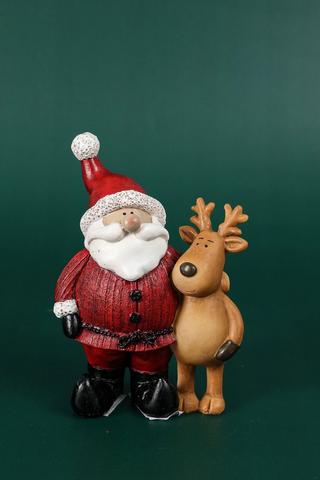 Santa With Bestie Statue, 12x16cm