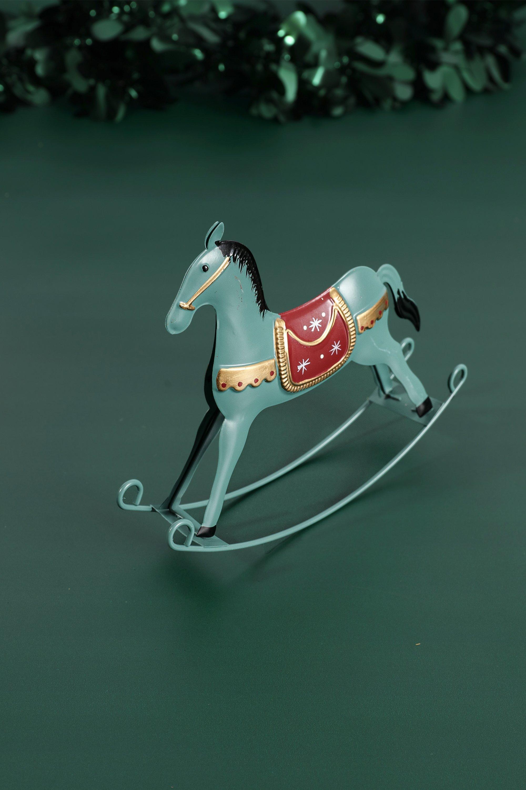 Tin Rocking Horse Statue, 13x16cm