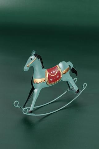 Tin Rocking Horse Statue, 13x16cm