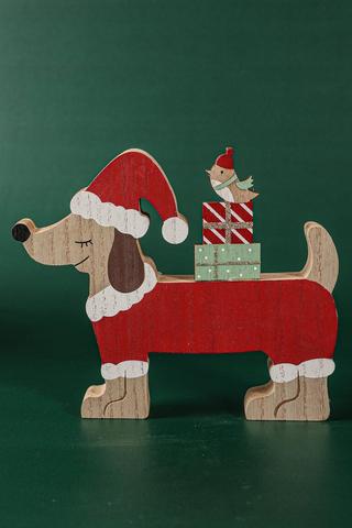 Wooden Sausage Dog Statue,20x17cm